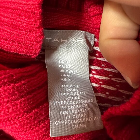 Tahari Snowflake Winter Fair Isle Red Pullover Ski Sweater Size 3T NEW WITH TAG - Picture 6 of 6